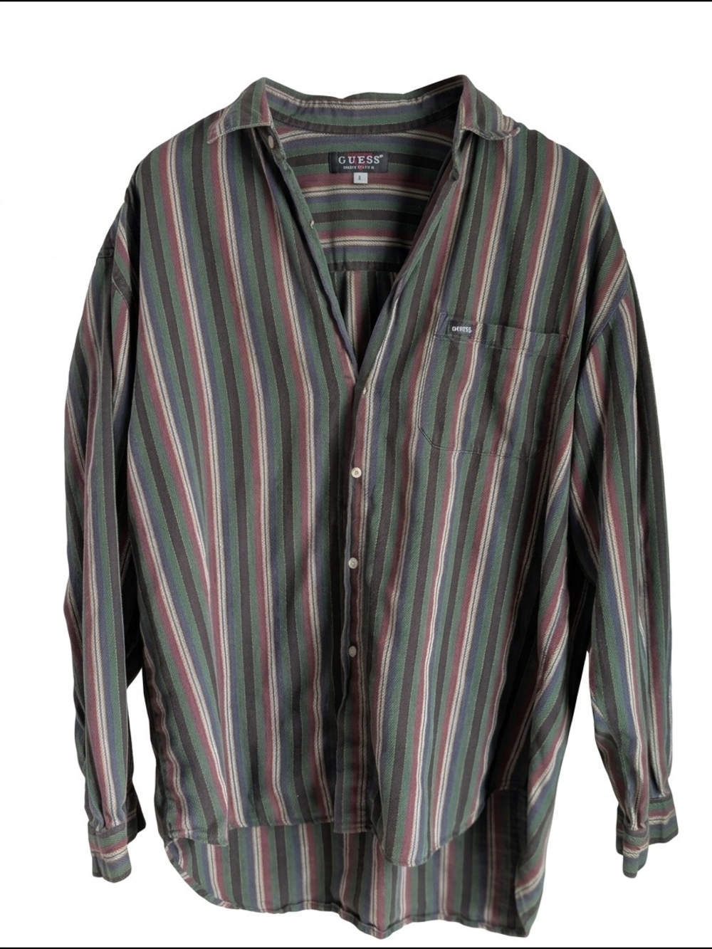 VTG 90s Guess by Georges Marciano Men's Striped Shirt L Long Sleeve Made In USA